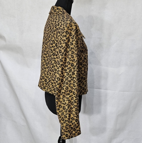 Maggy London Stretch Leopard Print 51% Cotton 47% Polyester 2% Lycra Jacket Sz L - Picture 6 of 8